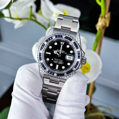 rolex submariner blue with diamonds|rolex submariner diamond face.